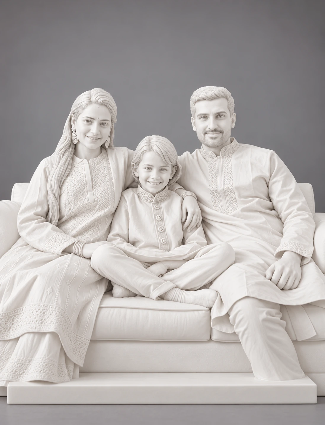 Family · 3 people in Matte White finish mockup