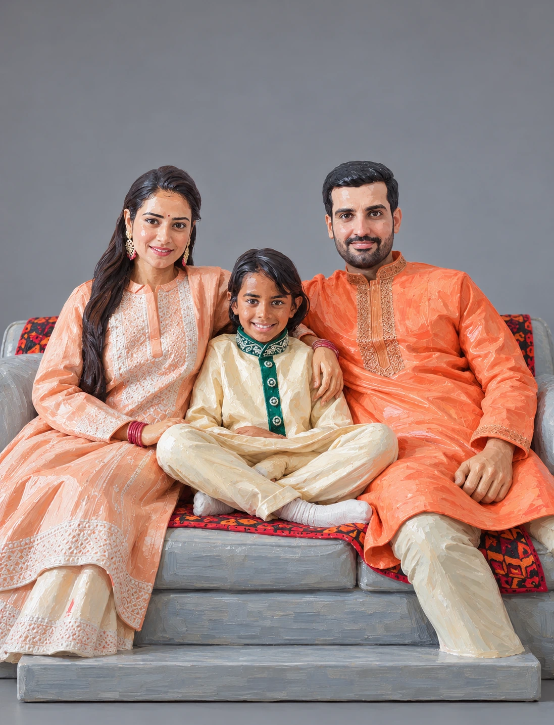 Hand-painted family 3D statue that can include parents with children